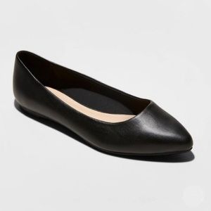 Black Microsuede Pointed Toe Ballet Flats, NWT